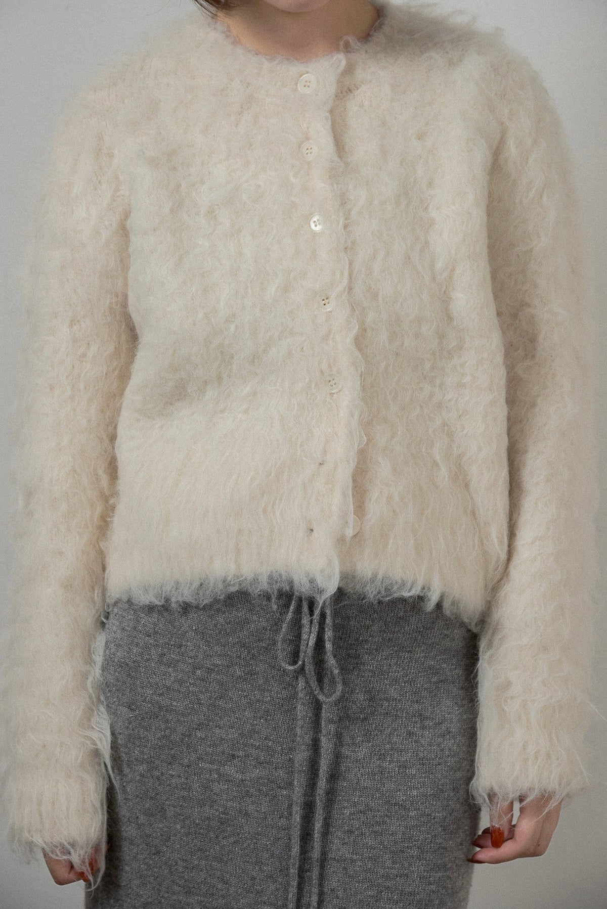 fuzzy shaggy simple cardigan