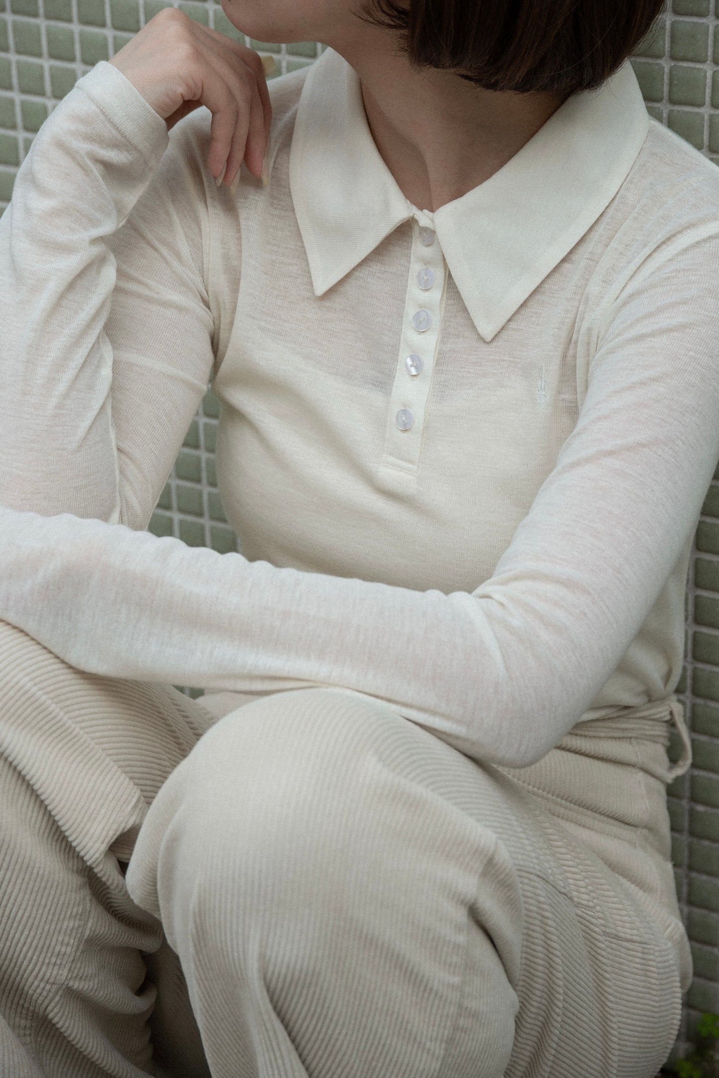 sheer logo compact polo tops