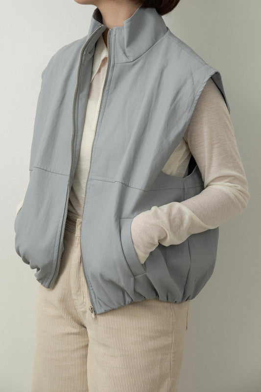 stand neck zip front panel vest