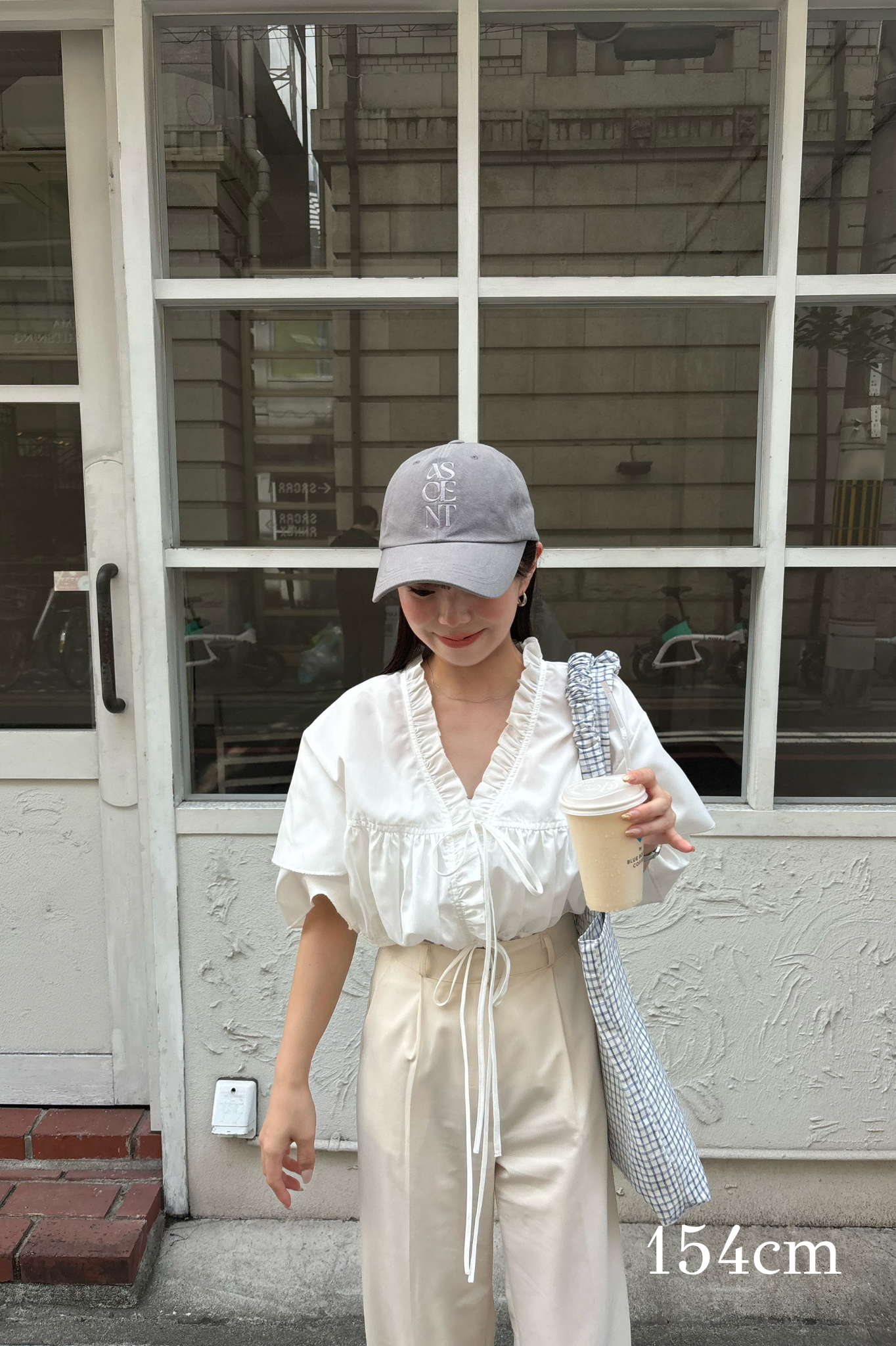 v frill line gather ribbon blouse