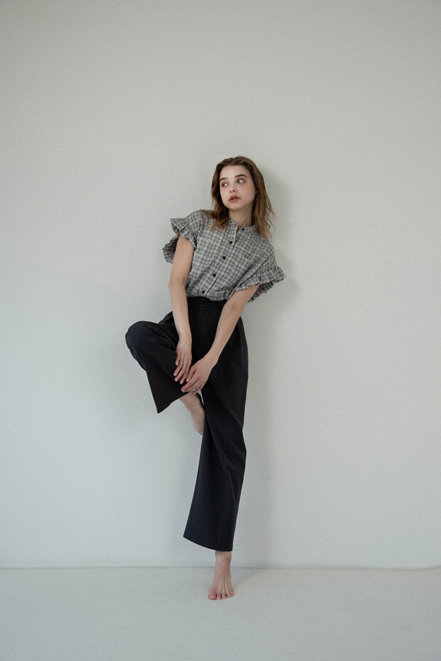 band collar balloon sleeve tops