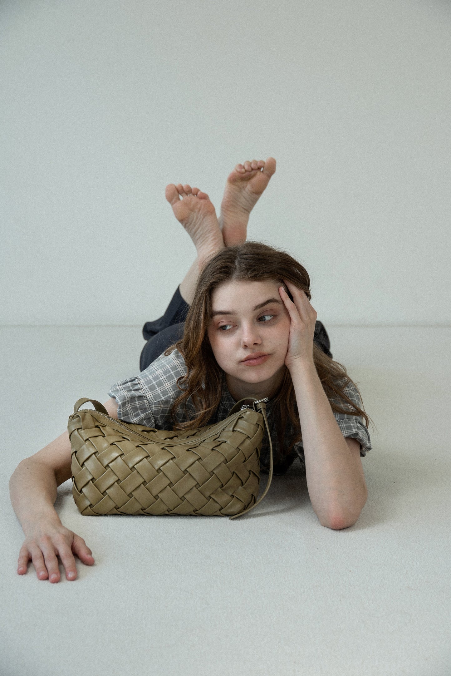 woven look single handle bag