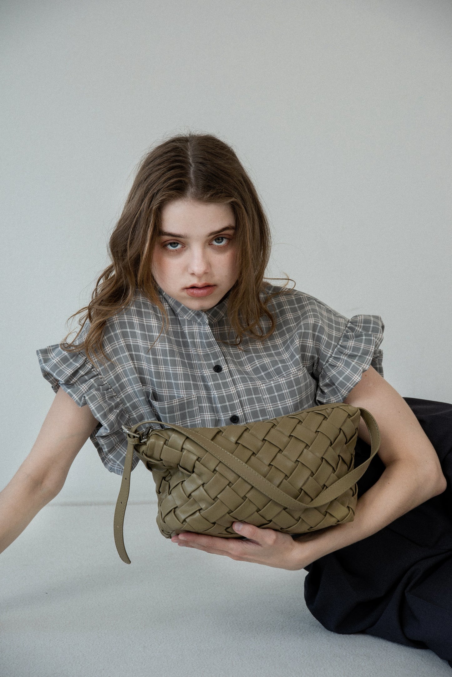 woven look single handle bag