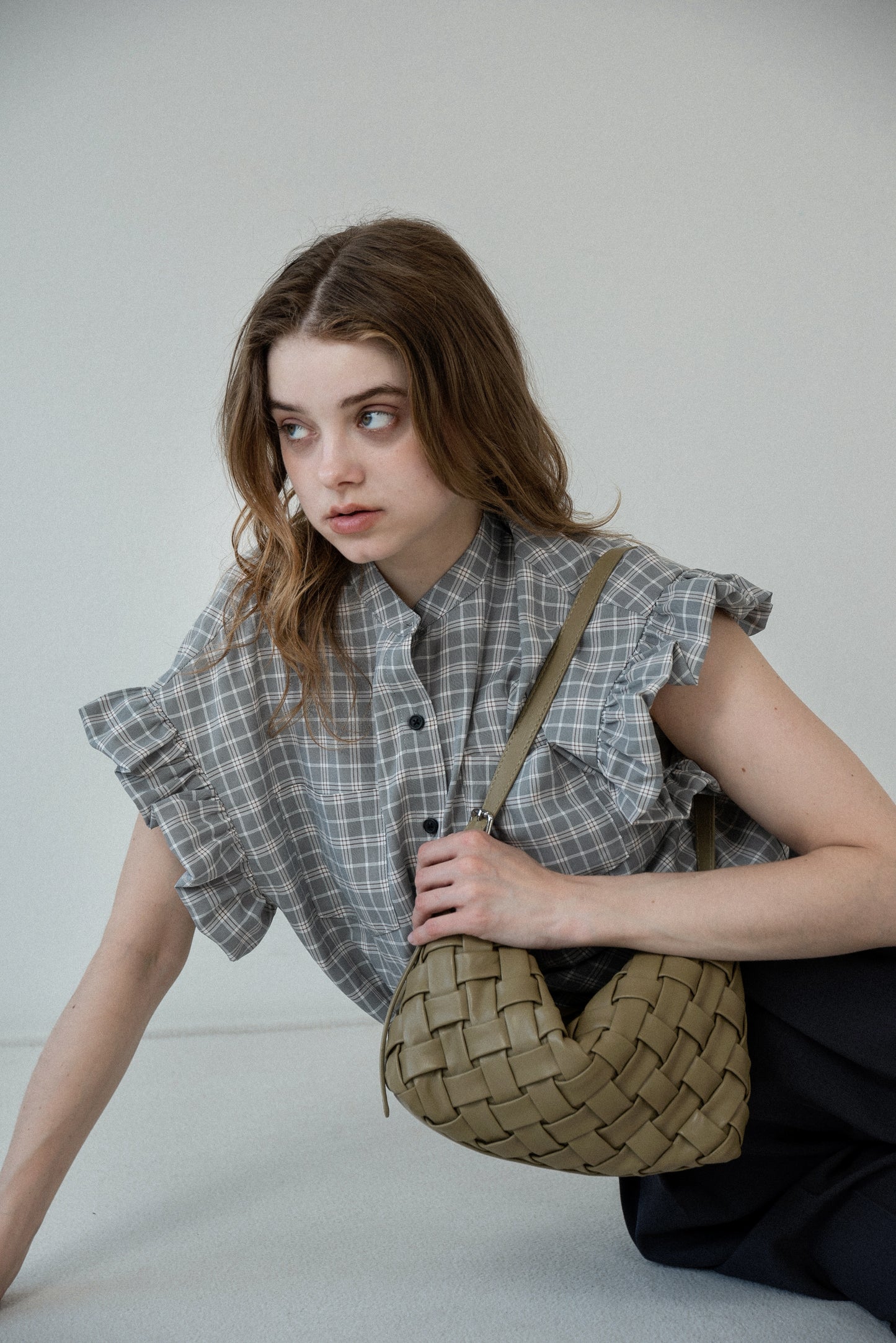 woven look single handle bag