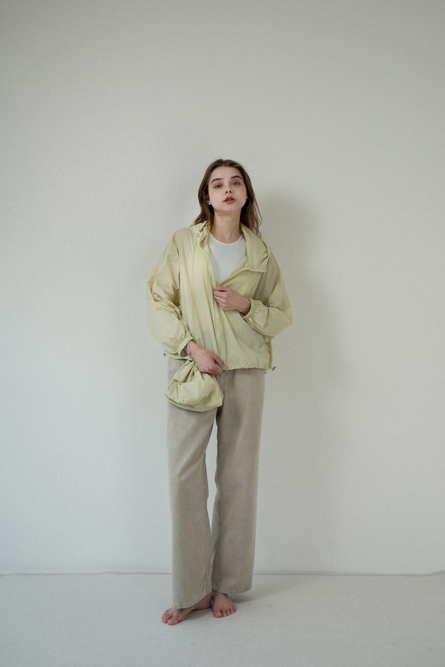 drawstring pouch set hooded blouson