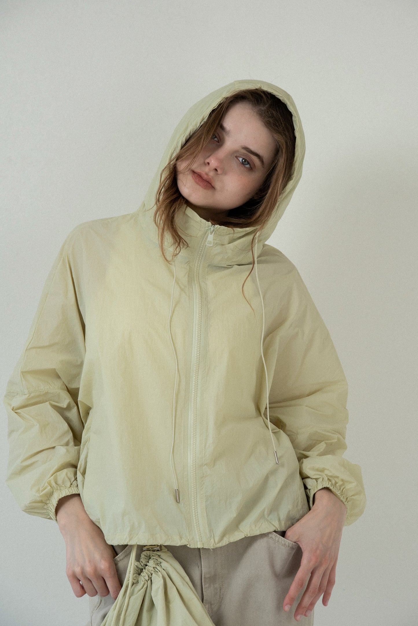 drawstring pouch set hooded blouson