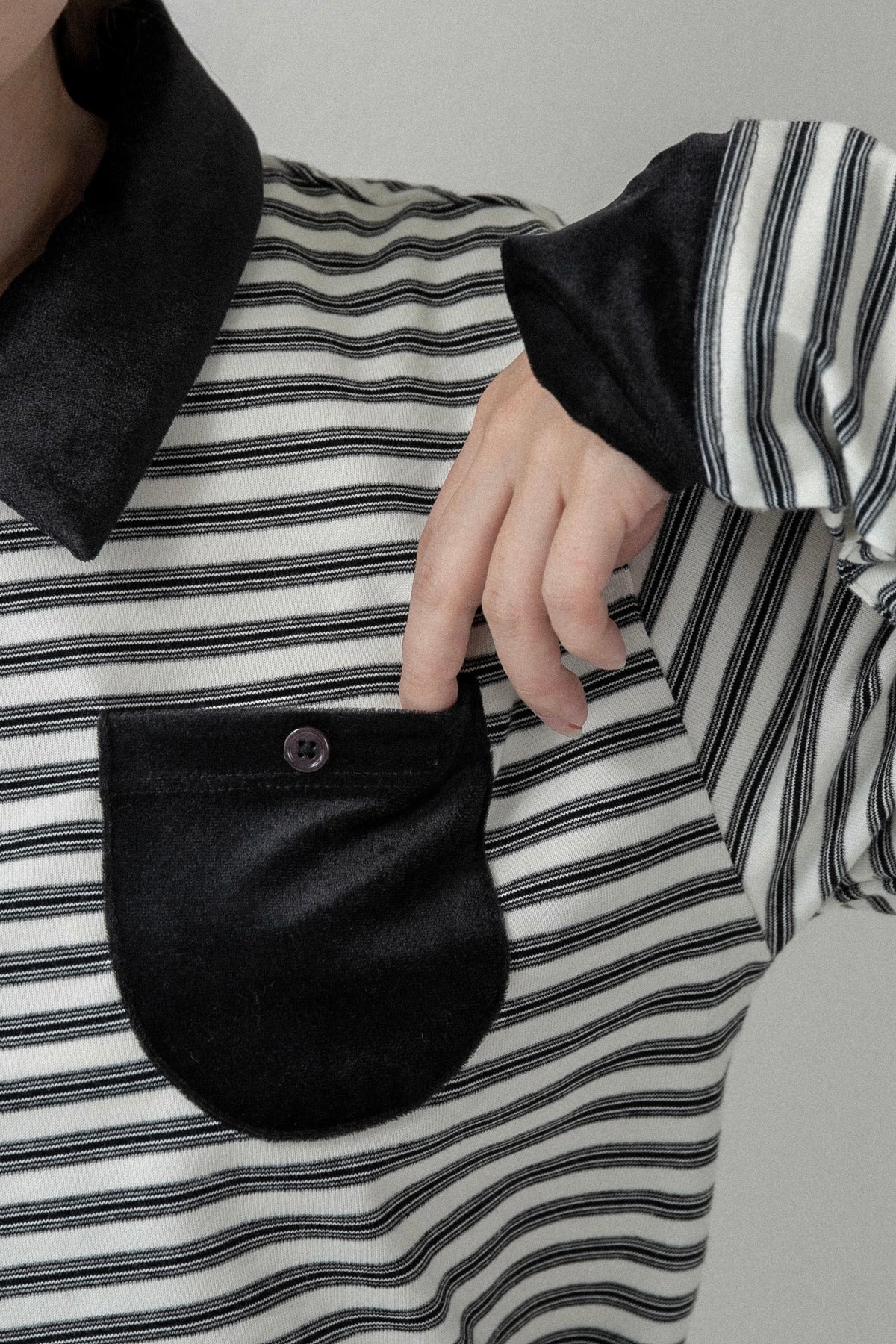 pocket button combination material border tops