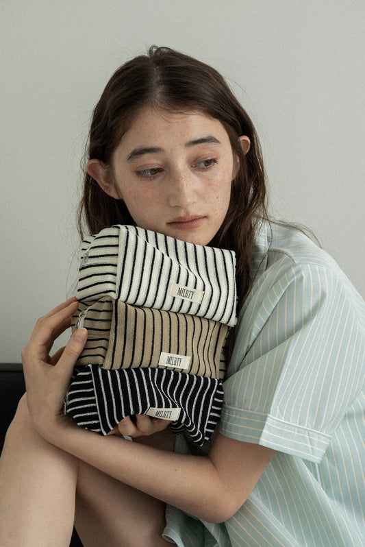 soft stripe terry square pouch