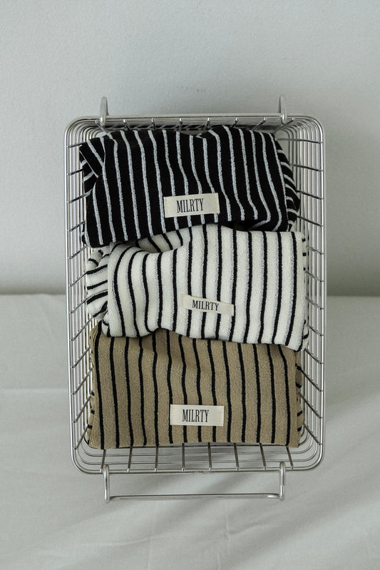soft stripe terry square pouch