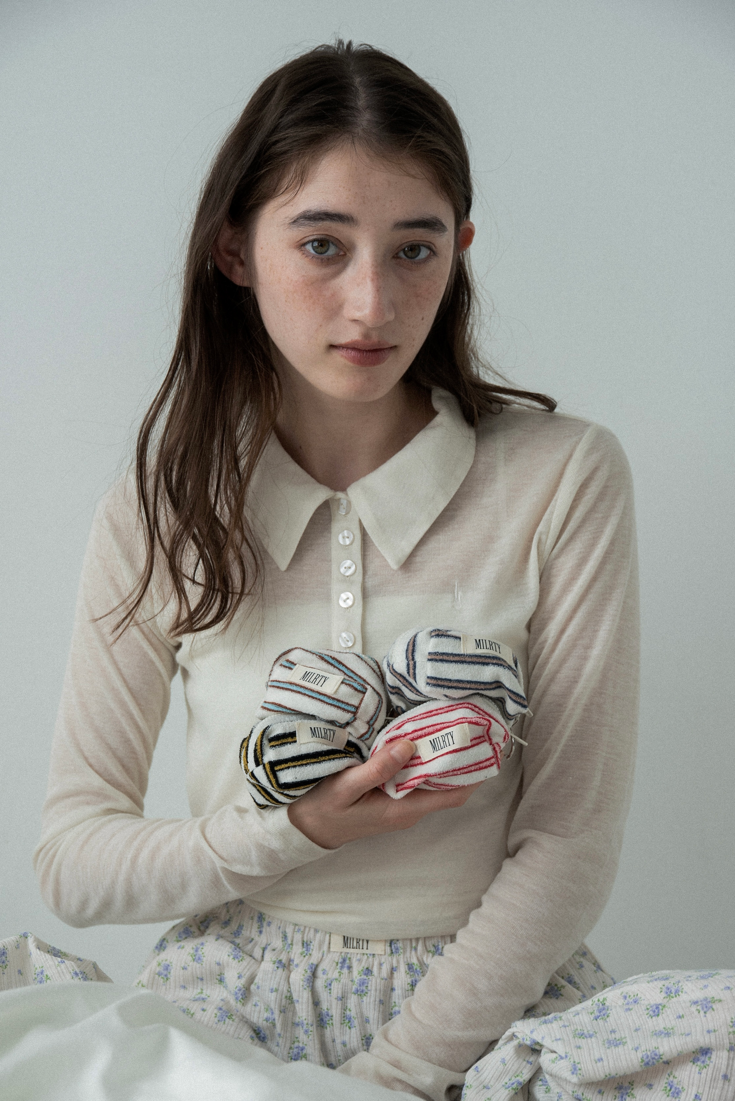 multi stripe terry mini pouch charm