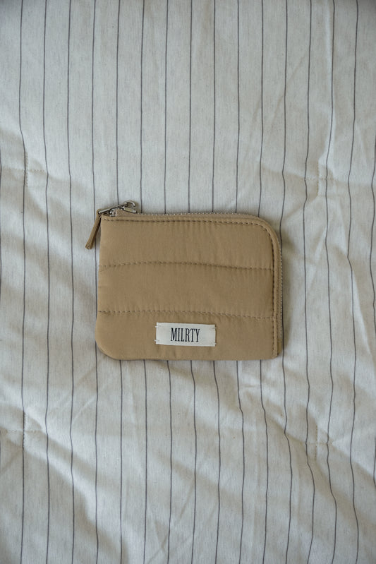 matte quilted mini zip wallet