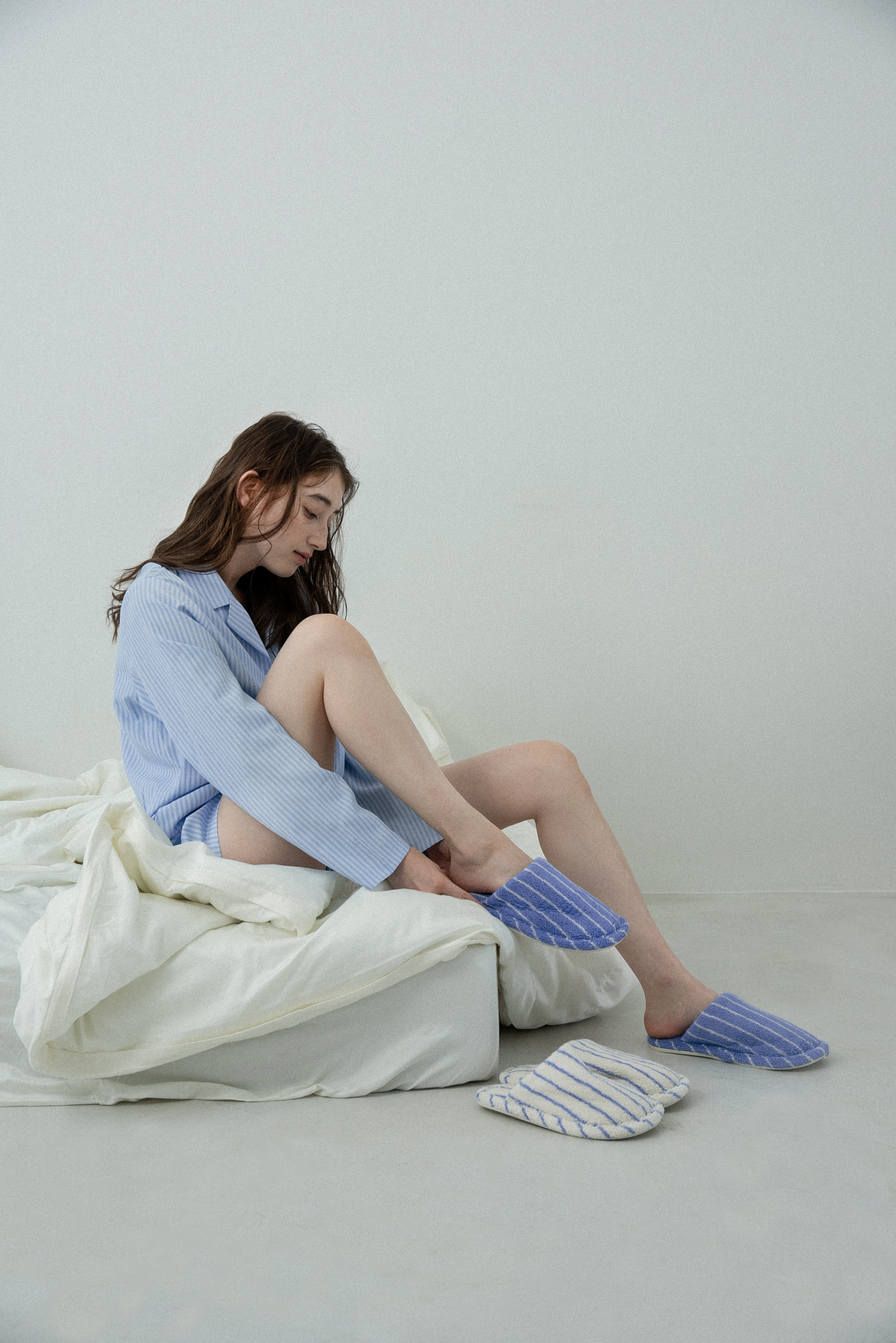 soft stripe terry room shoes