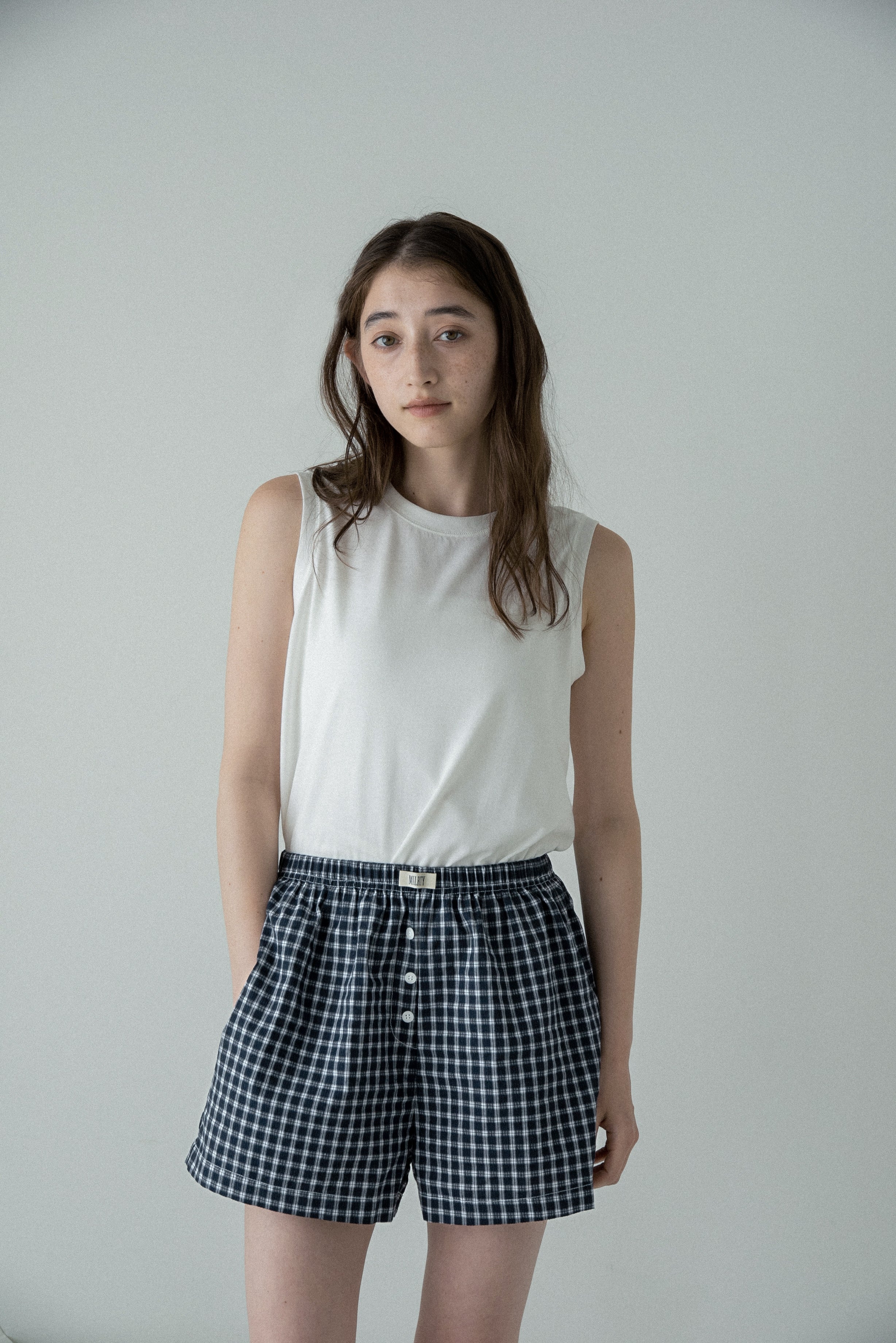 minimal check easy pants – eim online（エイム オンライン）