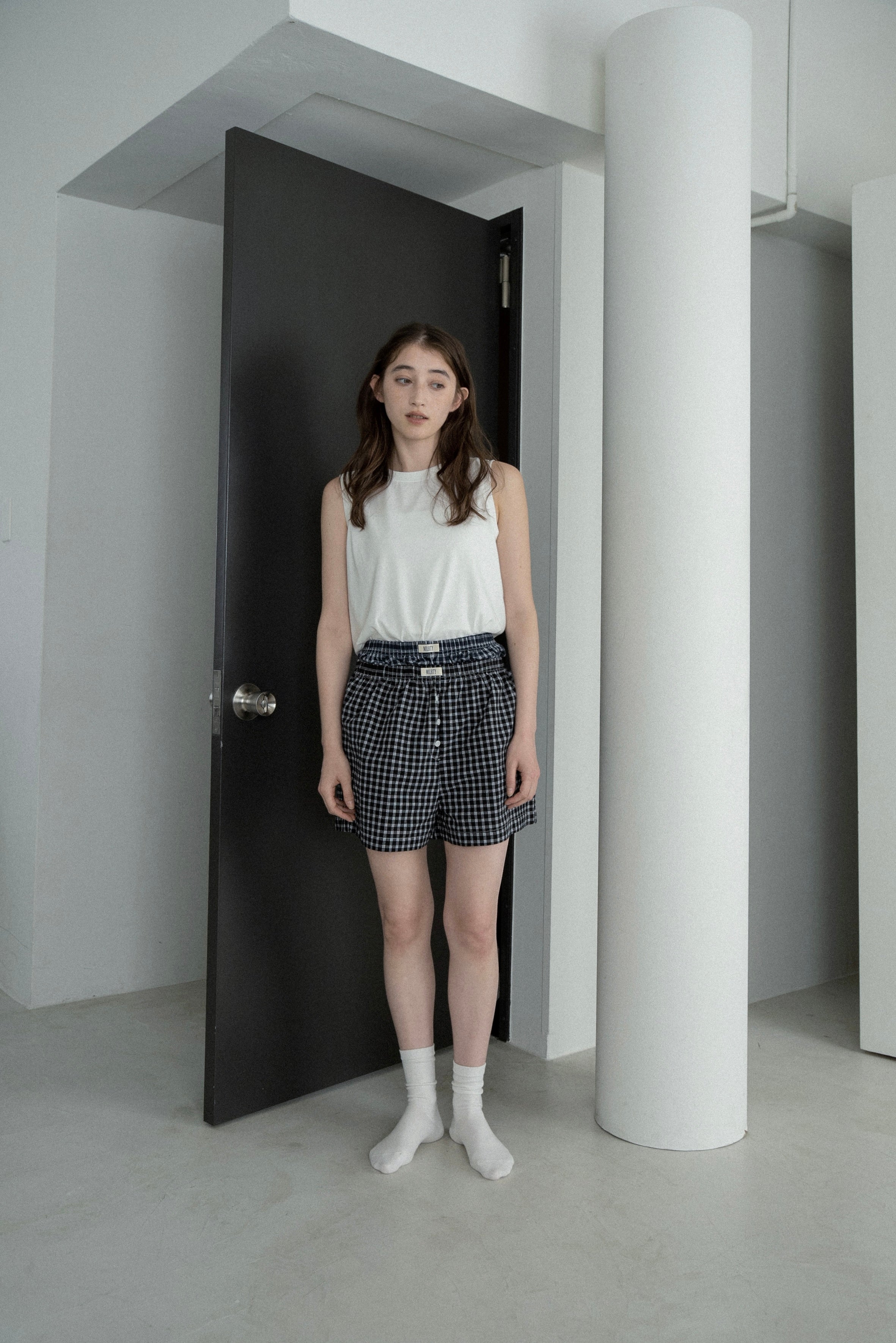 minimal check easy pants – eim online（エイム オンライン）