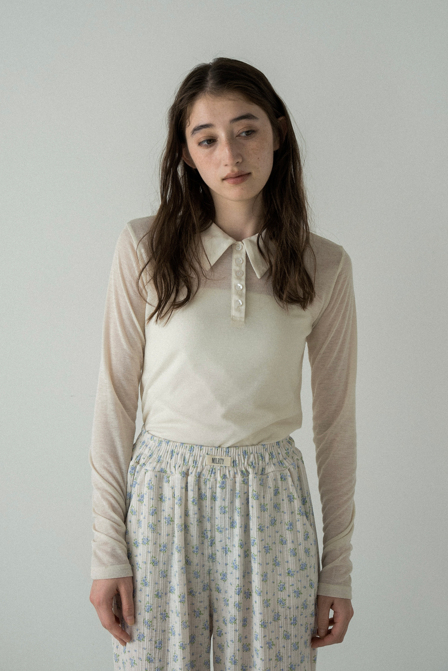 airy rib flower room pants