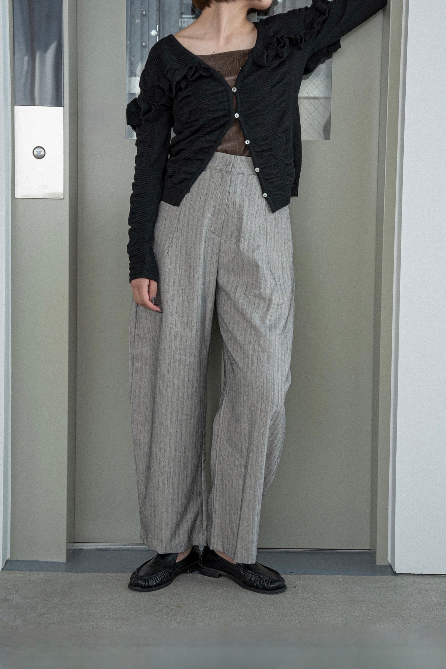 textured ruffle knit cardigan