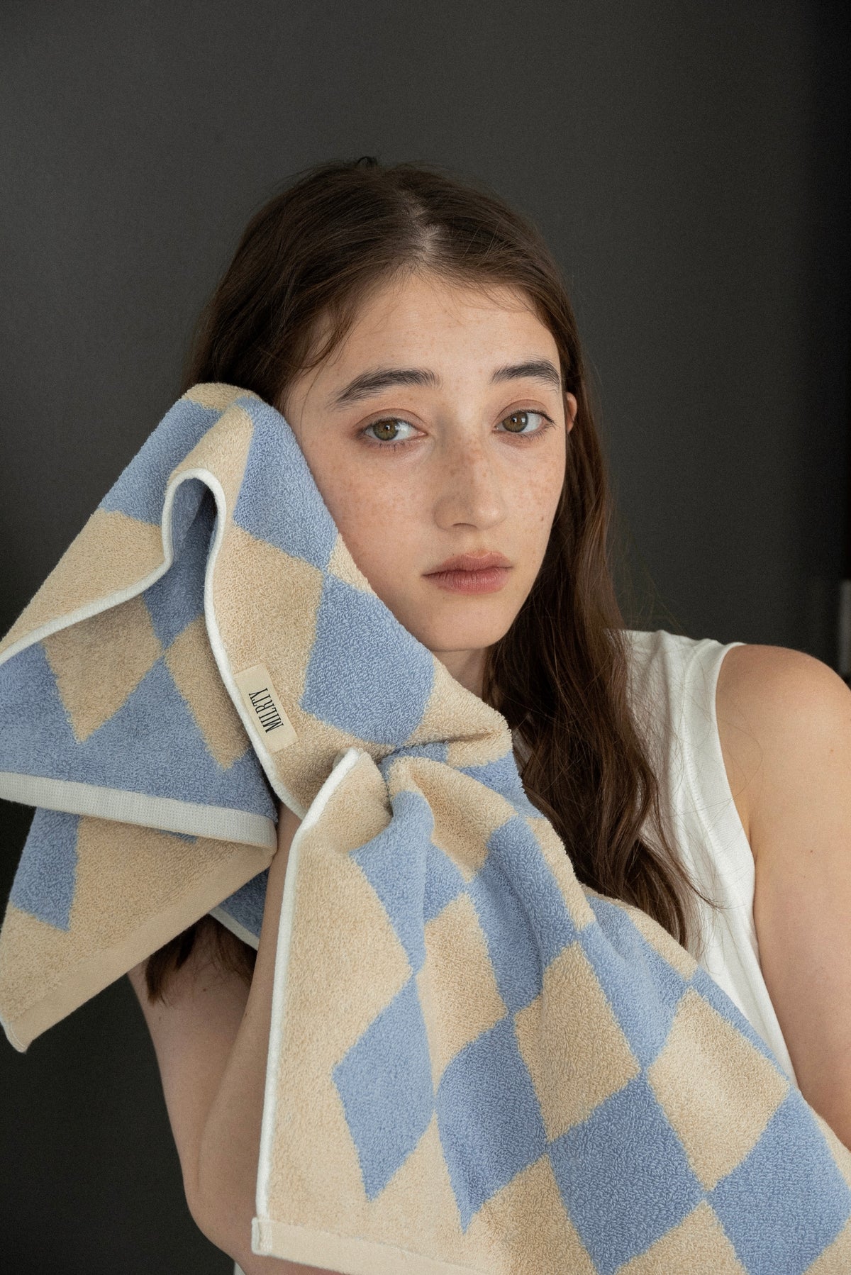 two tone argyle face towel