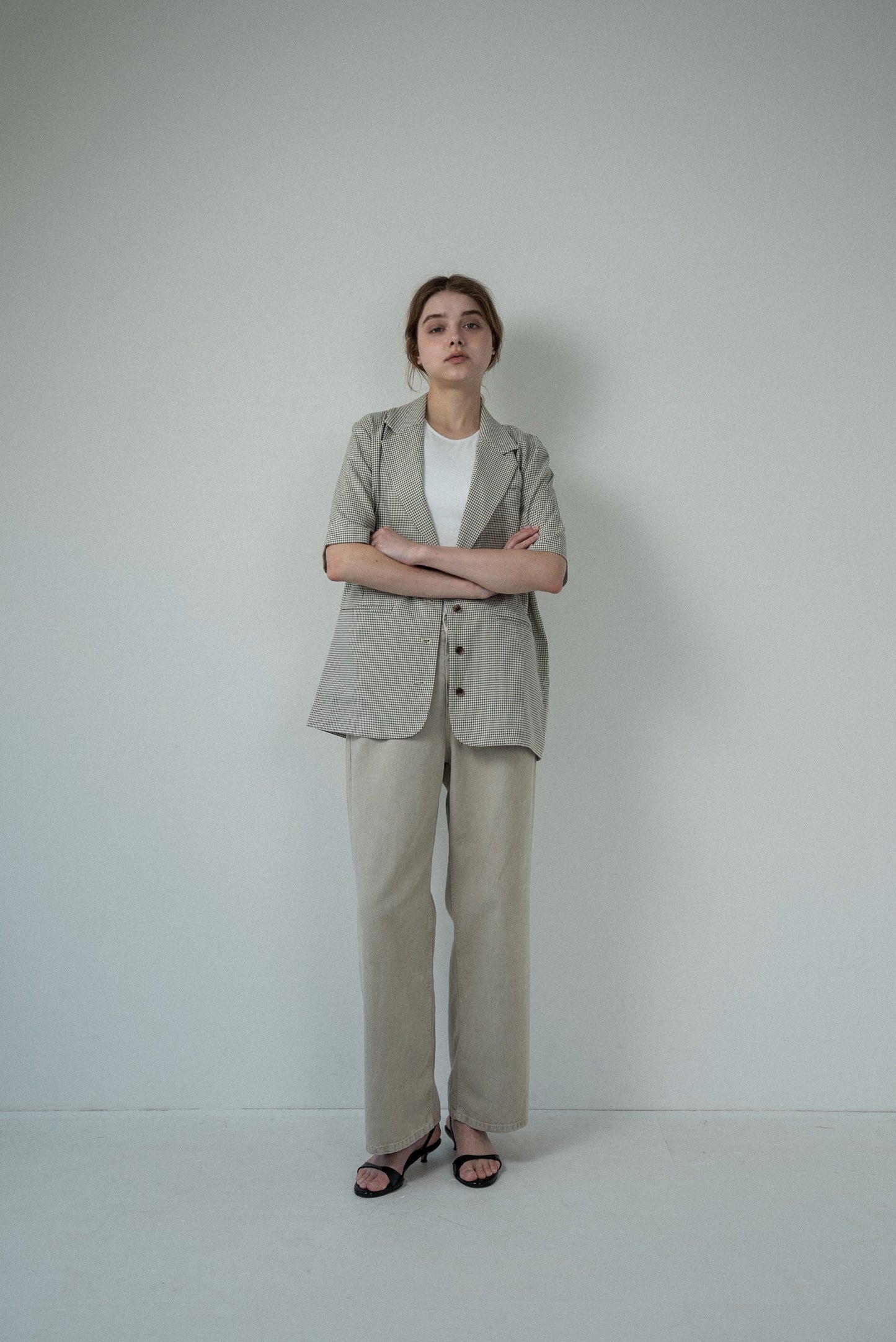 pocket point small button check jacket
