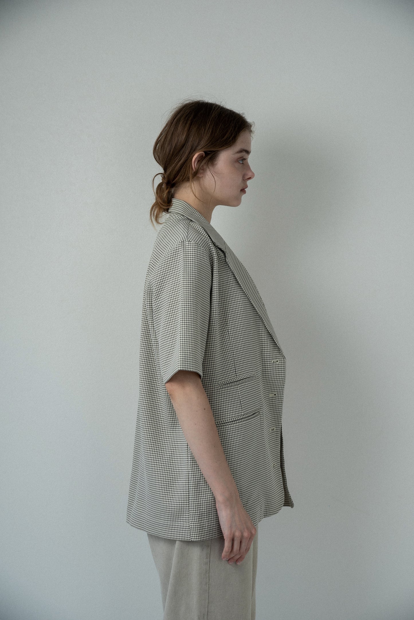 pocket point small button check jacket