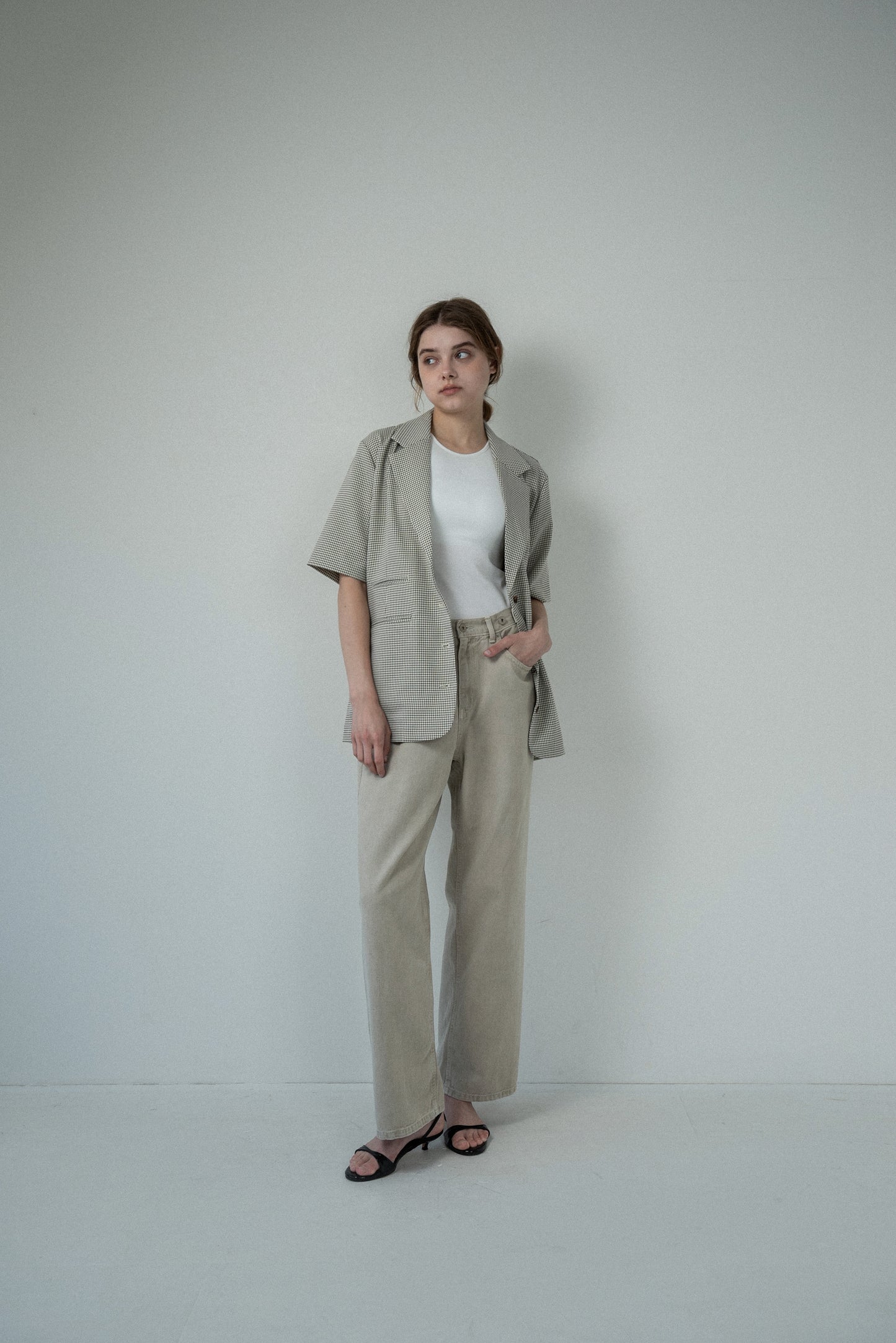 pocket point small button check jacket