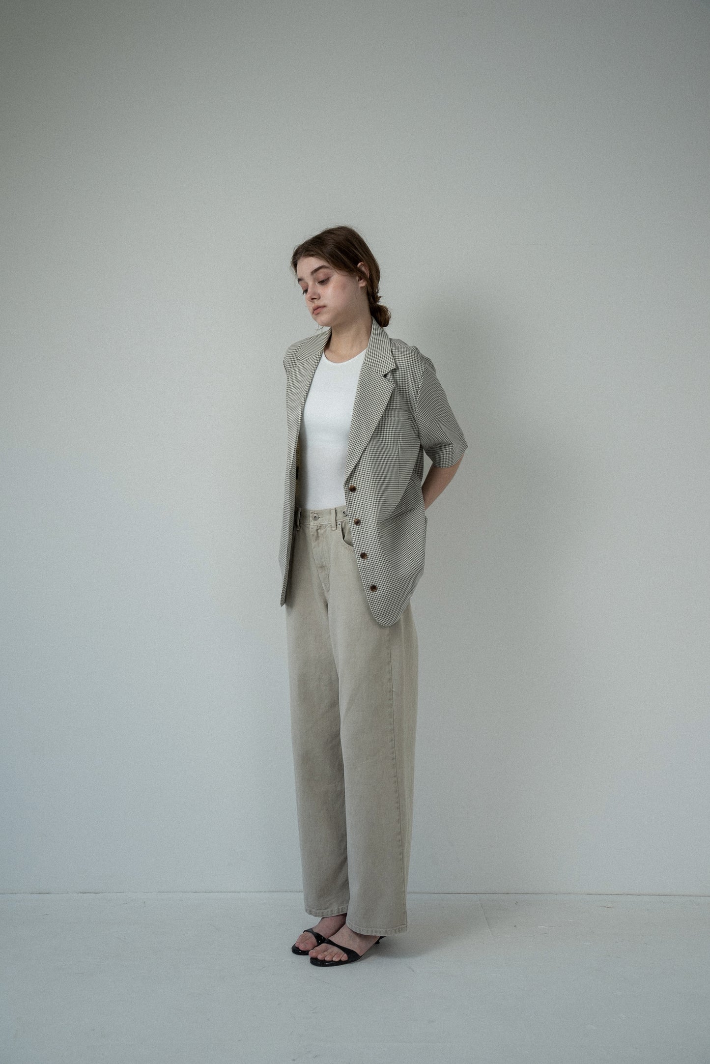 pocket point small button check jacket