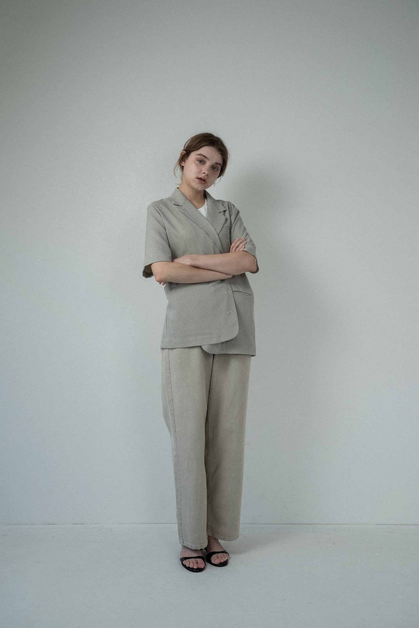 pocket point small button check jacket