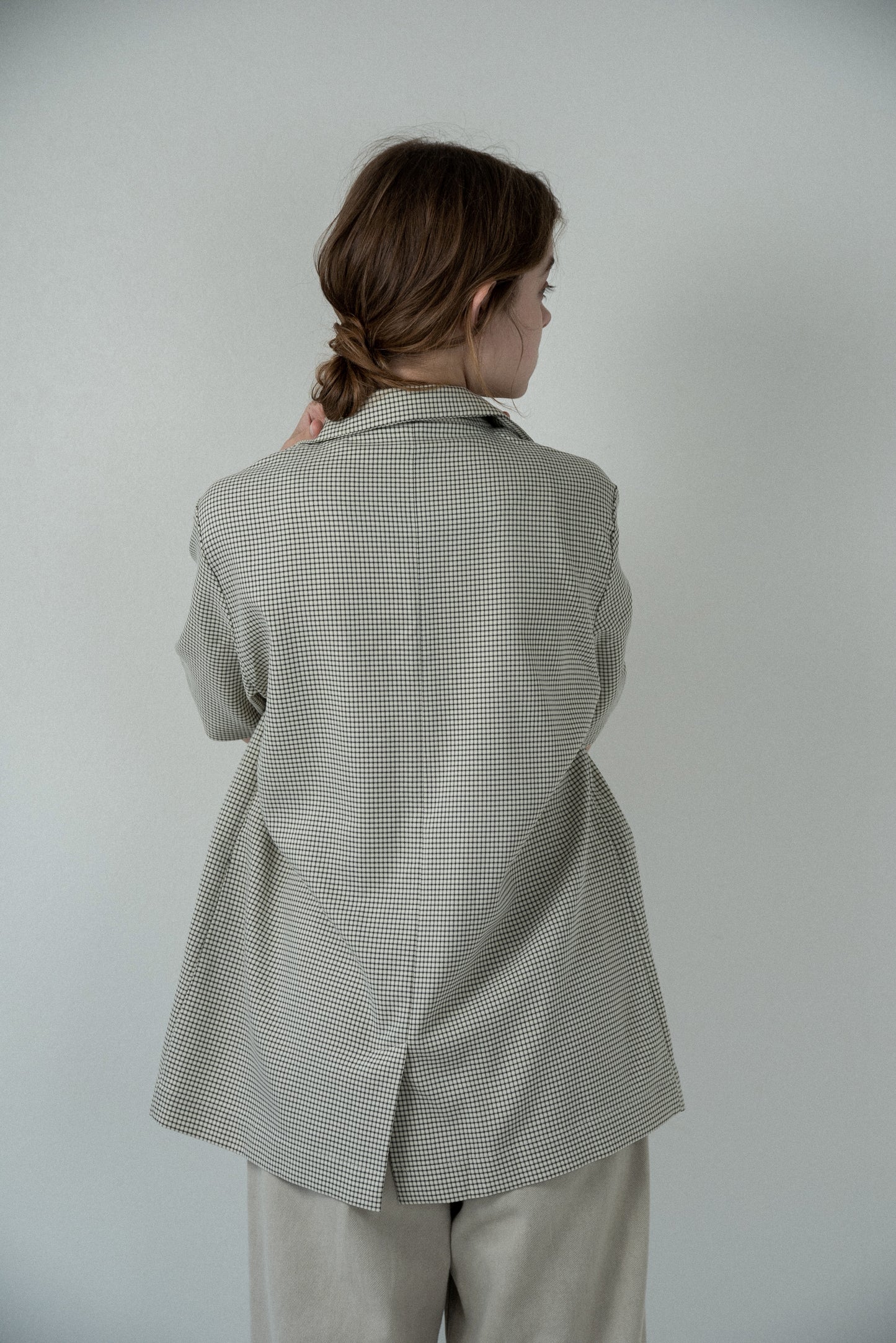 pocket point small button check jacket