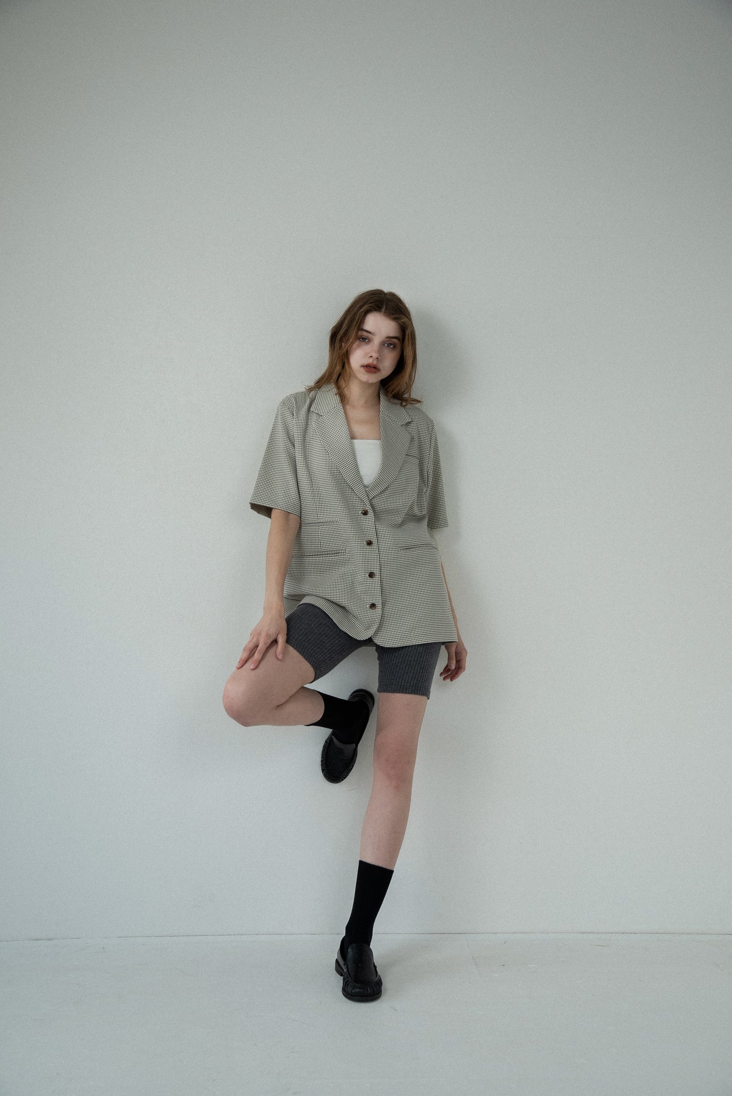 pocket point small button check jacket