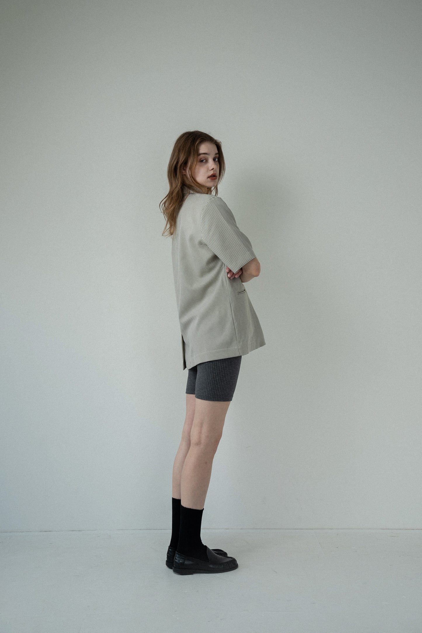 pocket point small button check jacket