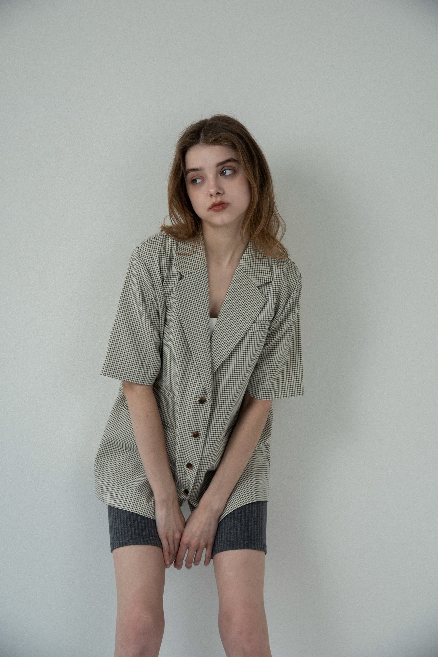 pocket point small button check jacket