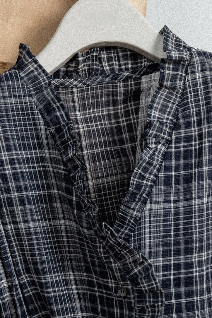 check frill trim blouse【eim plus+限定アイテム】