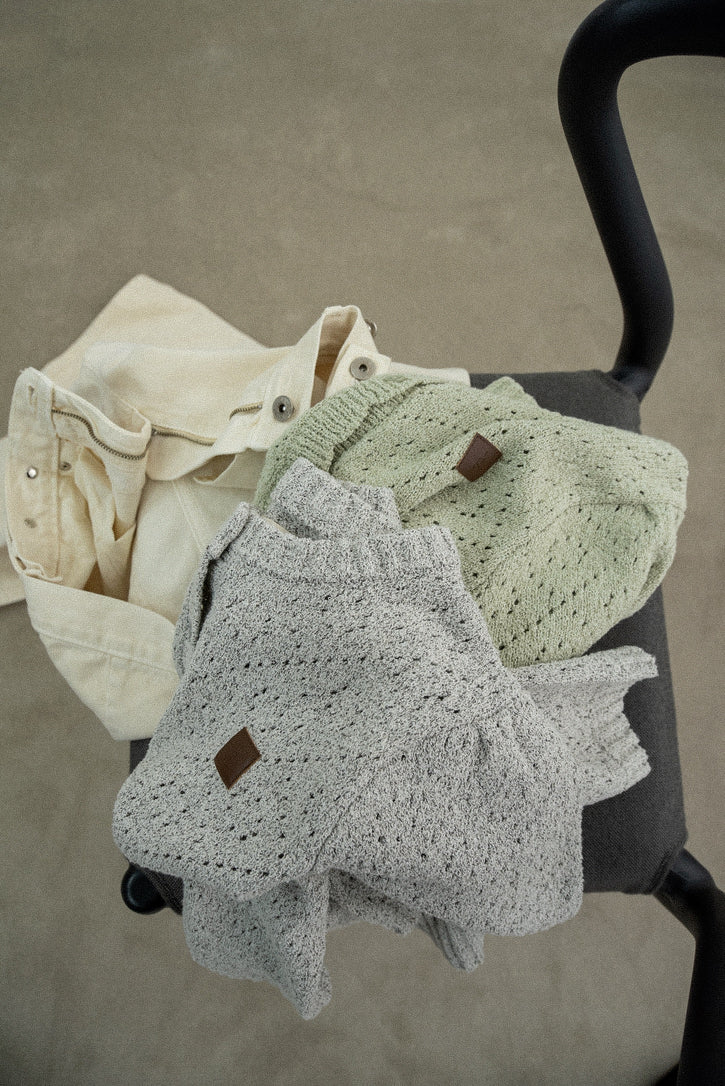 openwork accent patch half sleeve knit