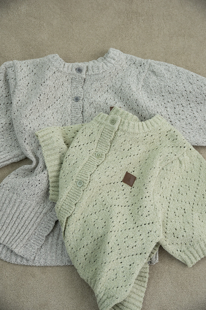 openwork accent patch half sleeve knit