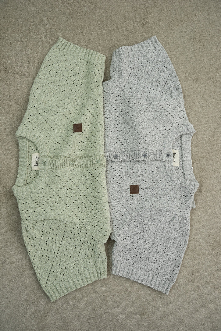 openwork accent patch half sleeve knit