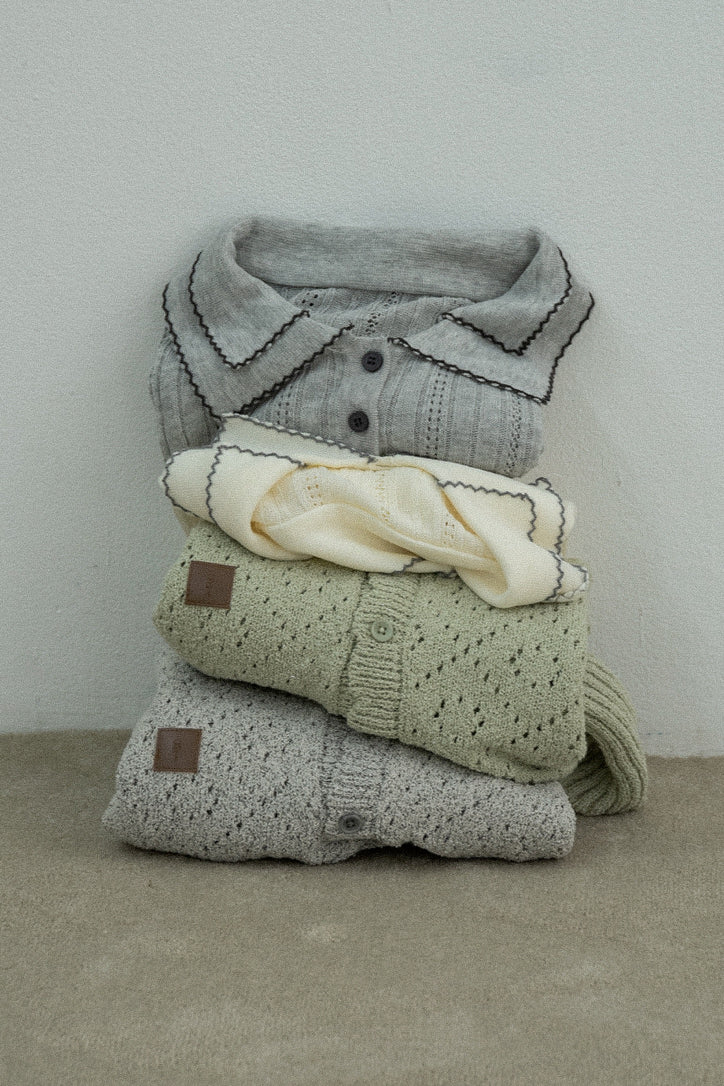 openwork accent patch half sleeve knit