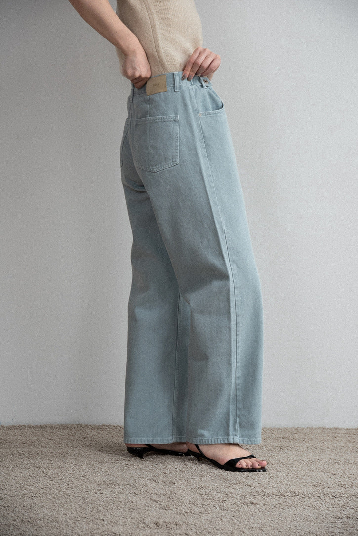 tuck button accent color pants