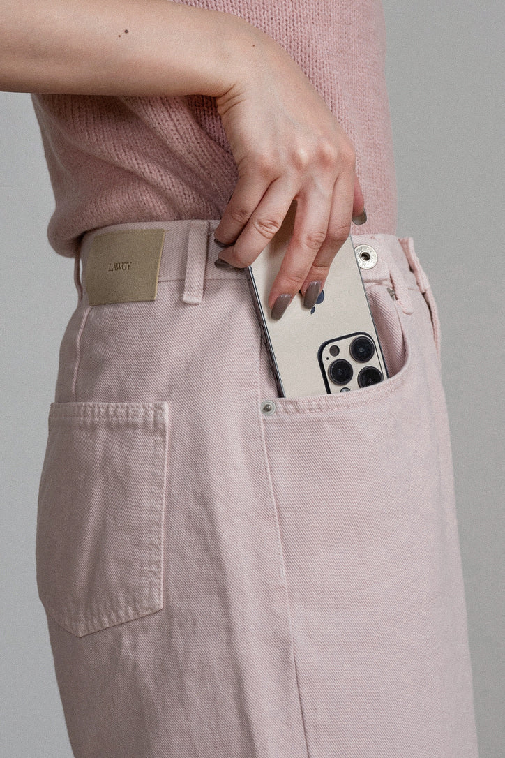 tuck button accent color pants