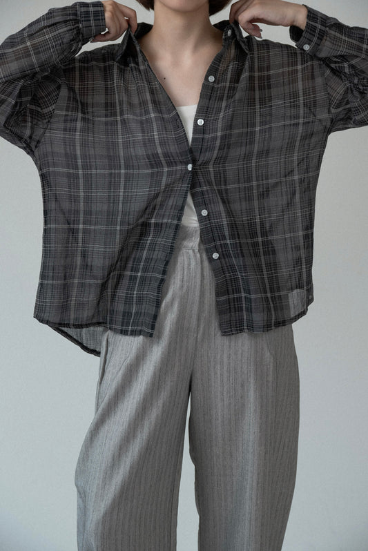 airy loose check shirt