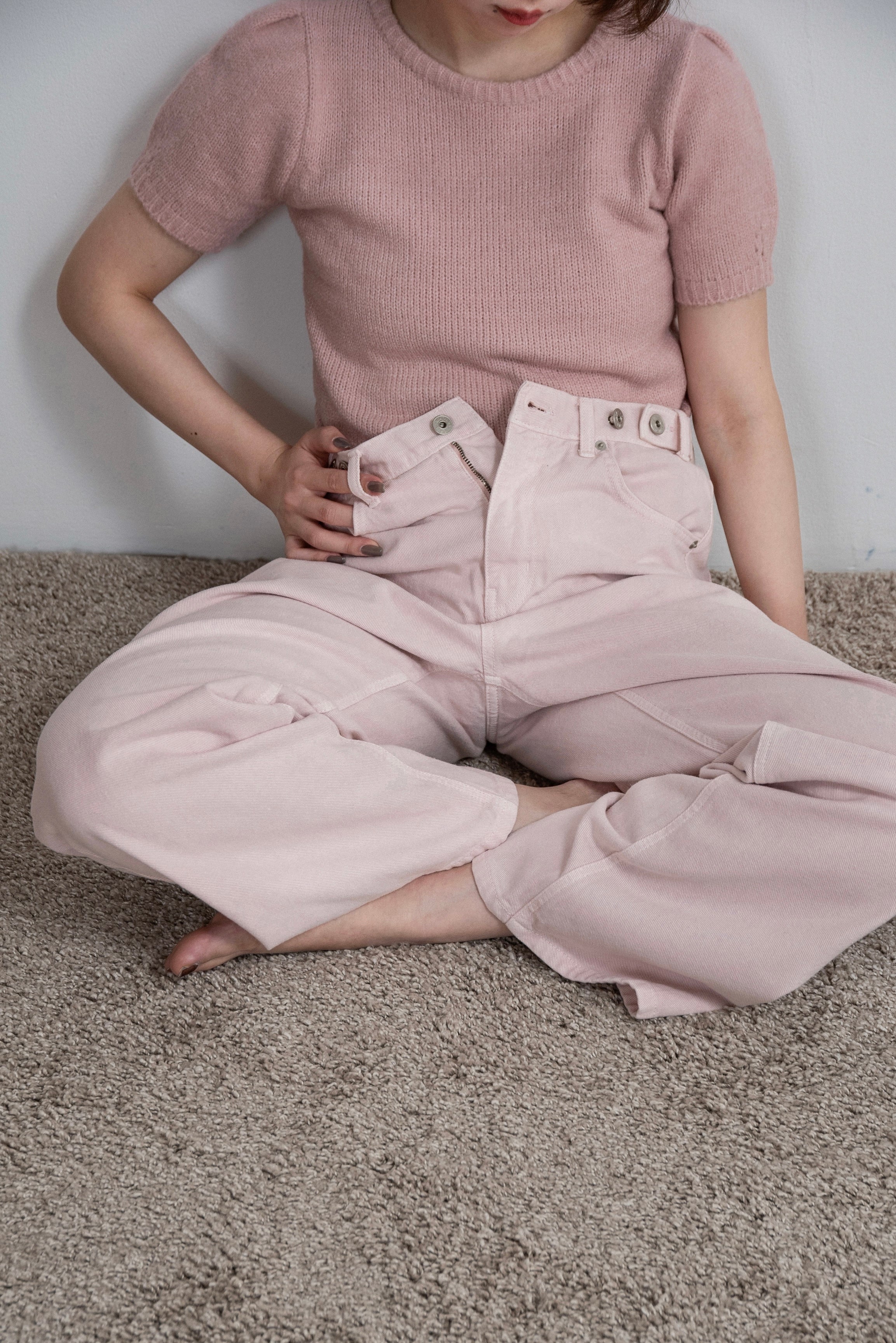 tuck button accent color pants – eim online（エイム オンライン）