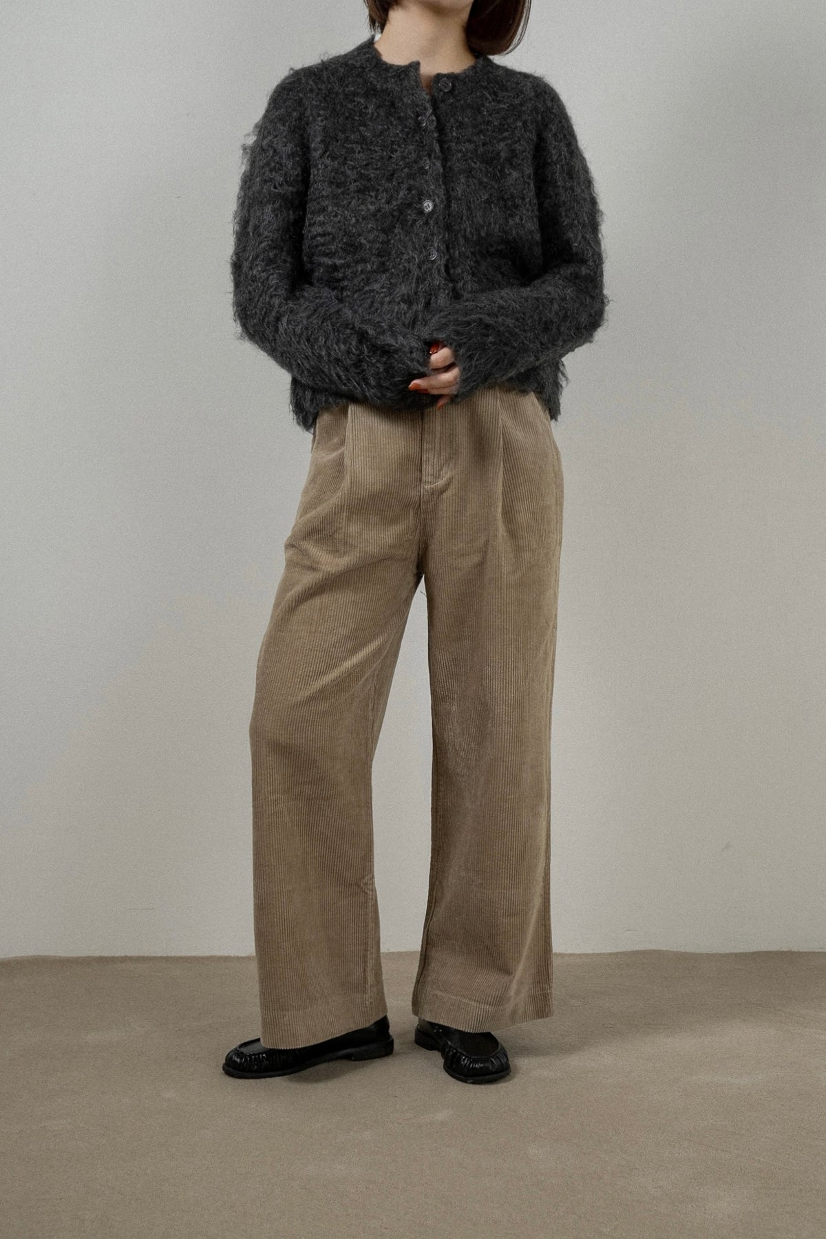 fuzzy shaggy simple cardigan