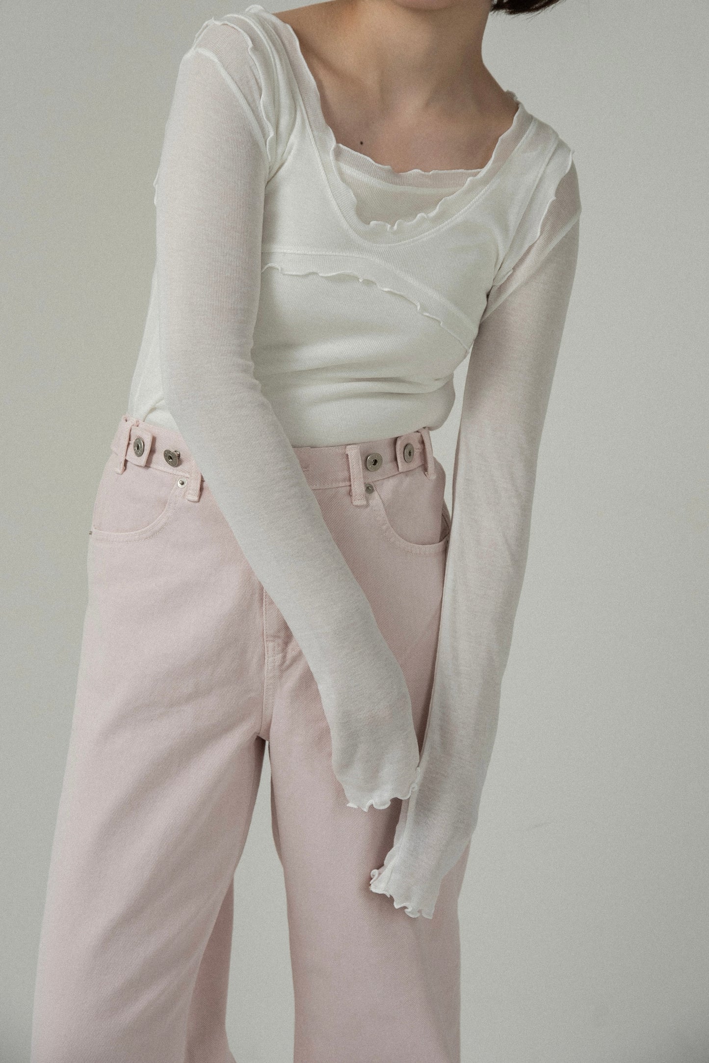 scoop neck mellow trim long sleeve t