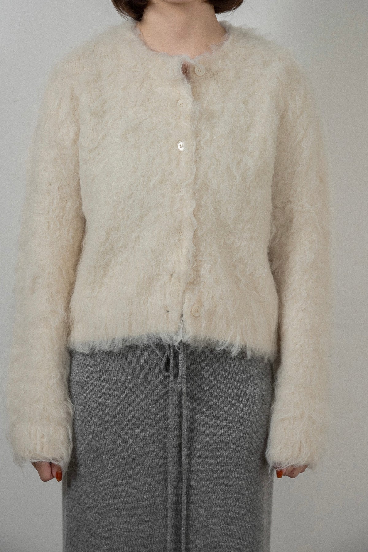 fuzzy shaggy simple cardigan