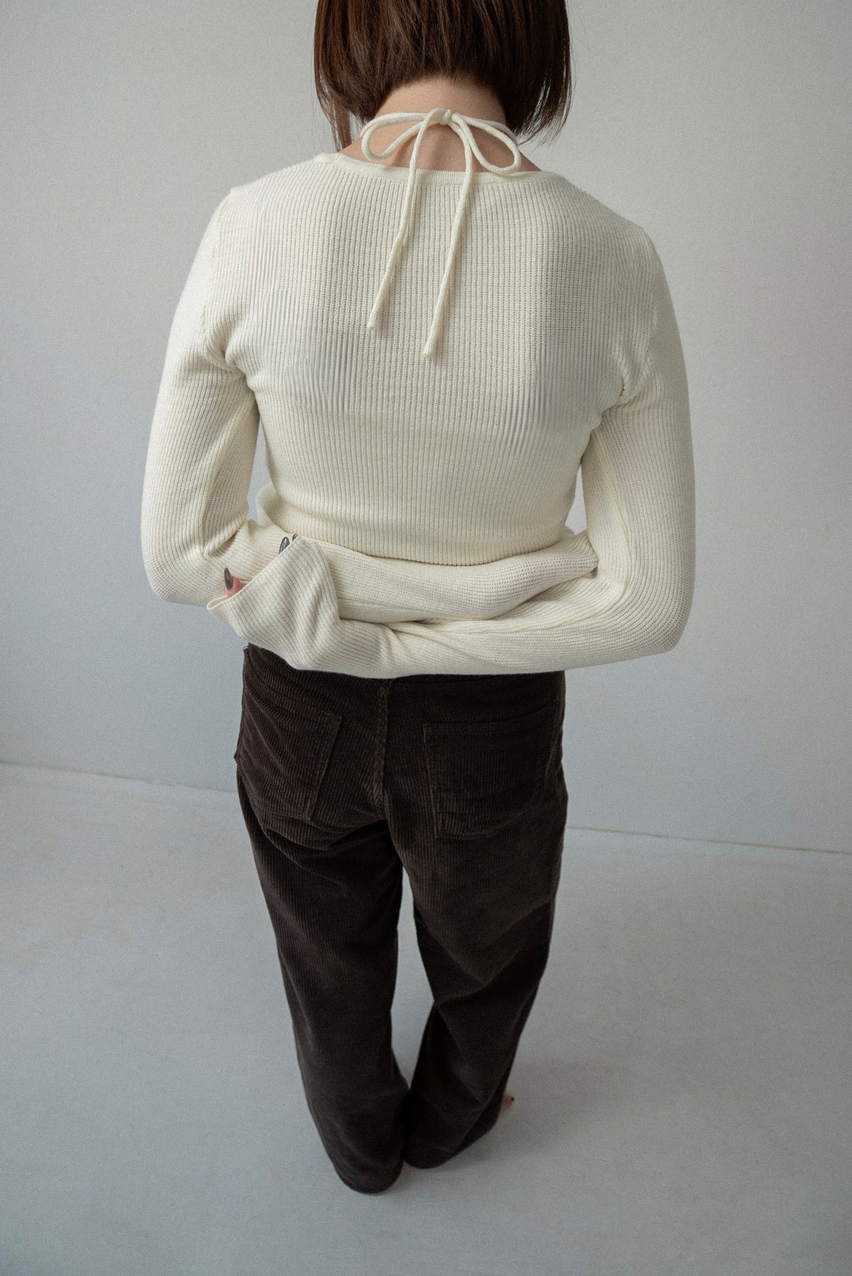 halter neck strap layer like knit
