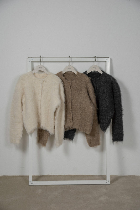 fuzzy shaggy simple cardigan