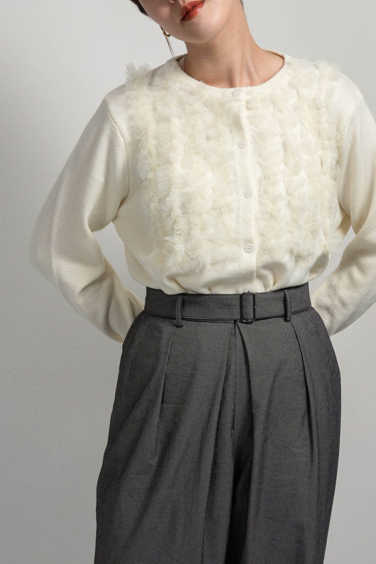 tulle docking knit cardigan【eim plus+限定アイテム】