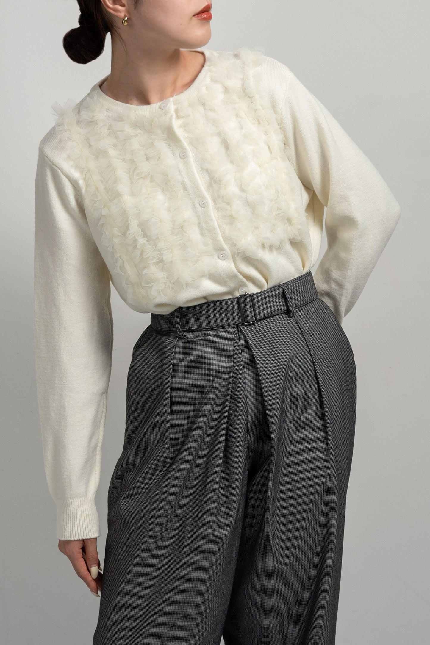 tulle docking knit cardigan【eim plus+限定アイテム】