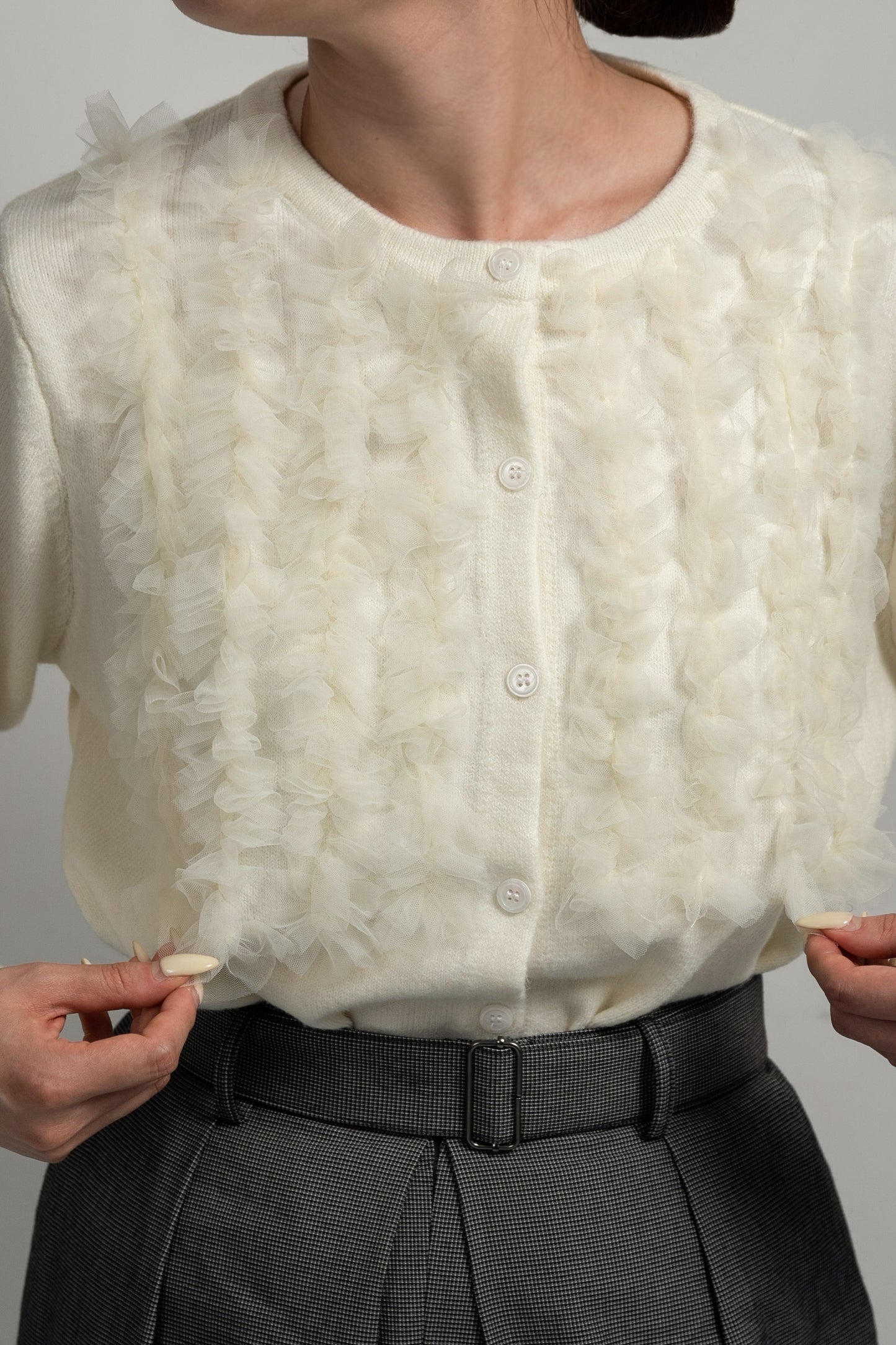 tulle docking knit cardigan【eim plus+限定アイテム】