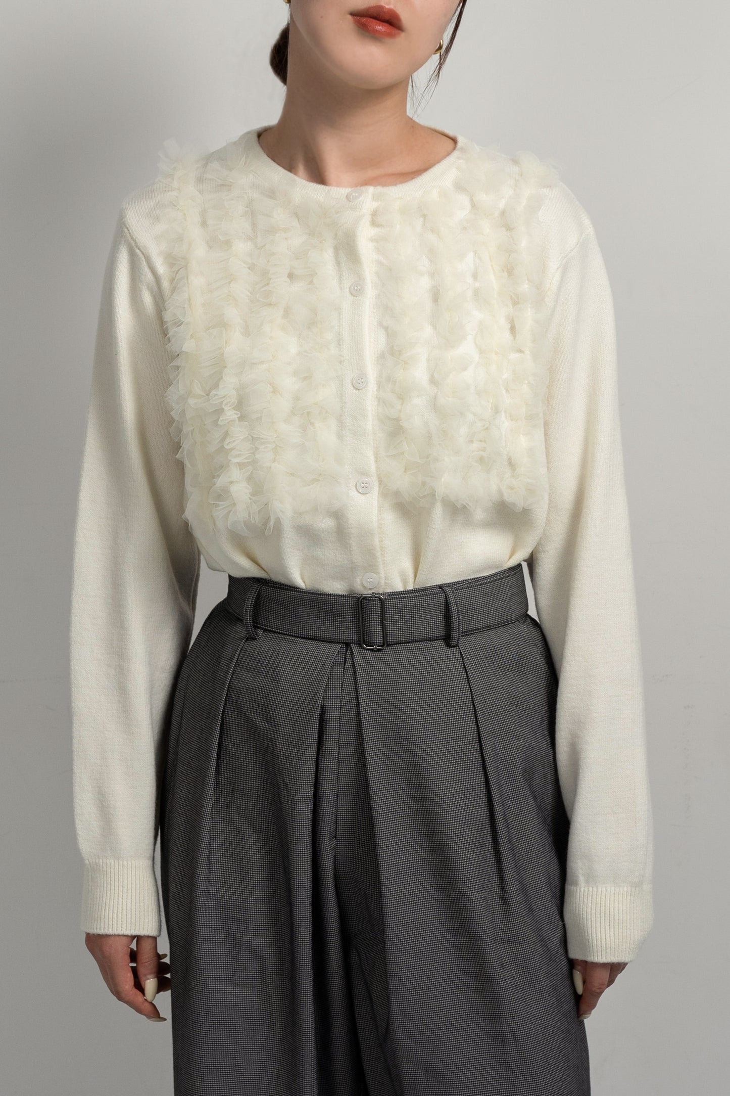 tulle docking knit cardigan【eim plus+限定アイテム】