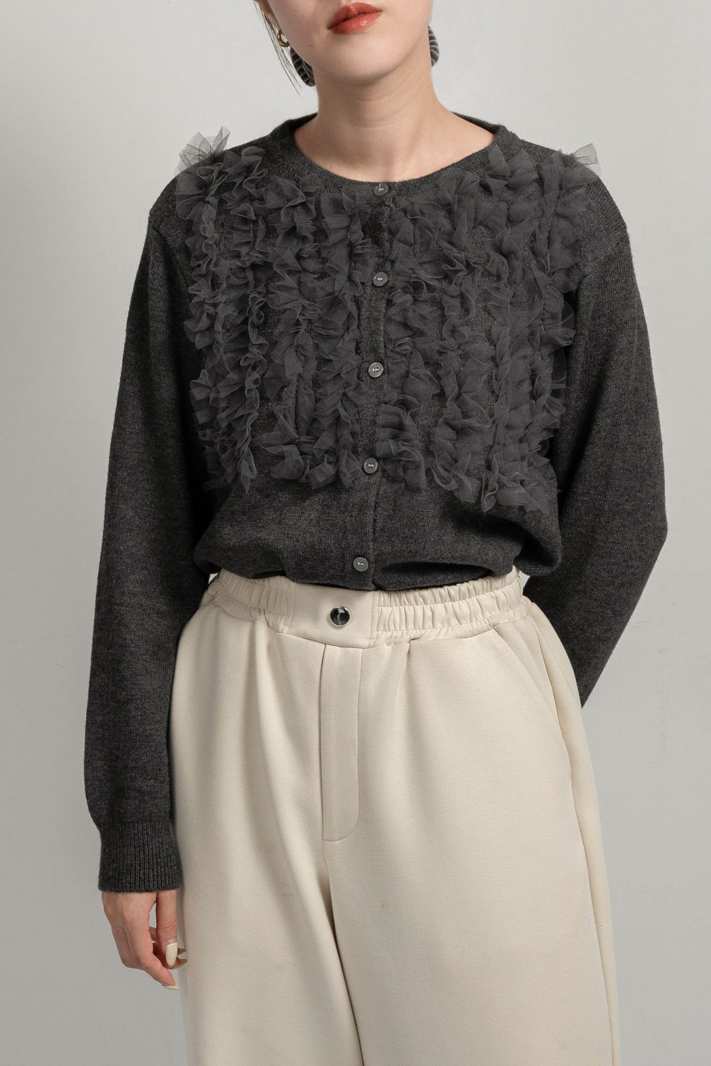 tulle docking knit cardigan【eim plus+限定アイテム】