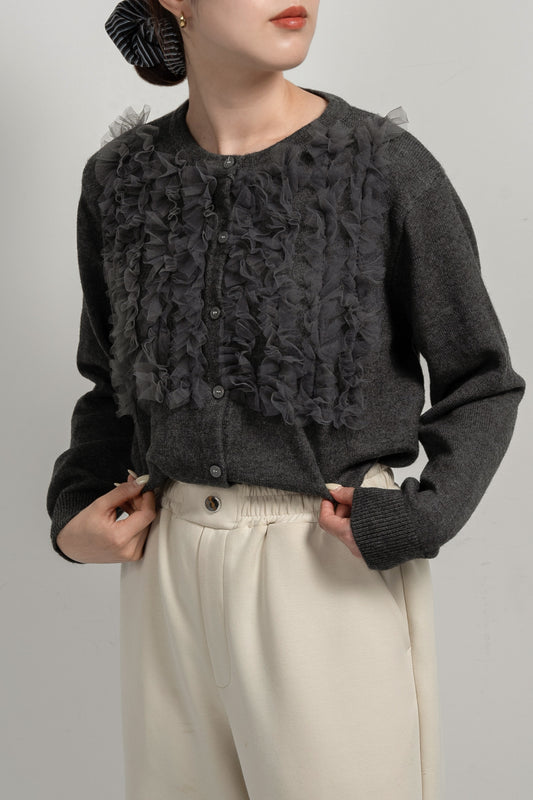 tulle docking knit cardigan【eim plus+限定アイテム】